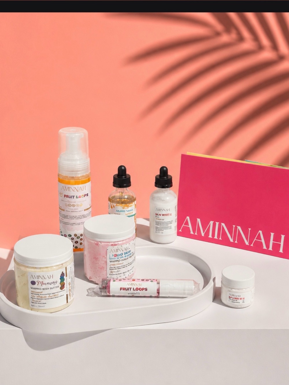 Aminnah Skincare & Body Set in Pink and White
7 pcs bundle